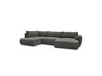 Lucien - Canapé Panoramique Convertible Coffre - Tissu Lisse - Angle Droit