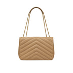 Saint Laurent - Bolso de hombro Loulou grande - Mujeres - Beige