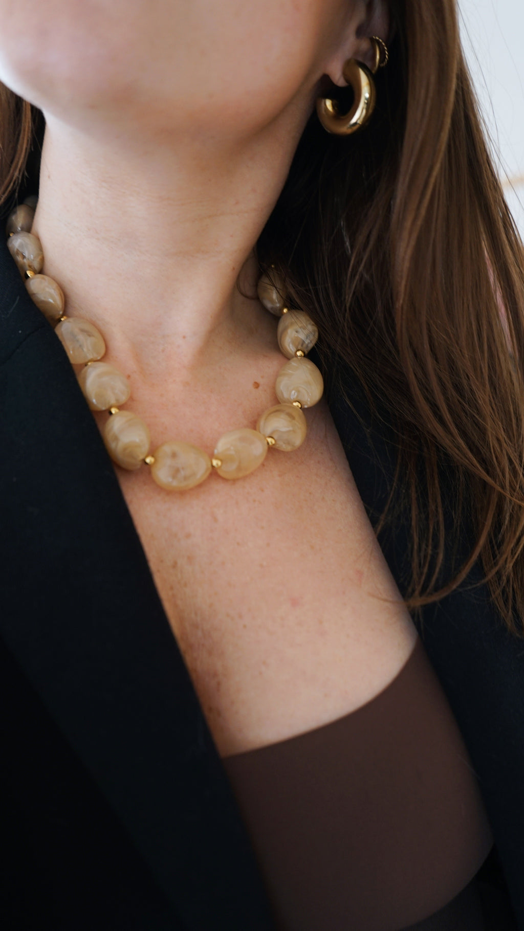 Collar Solal Con Cuentas Beige