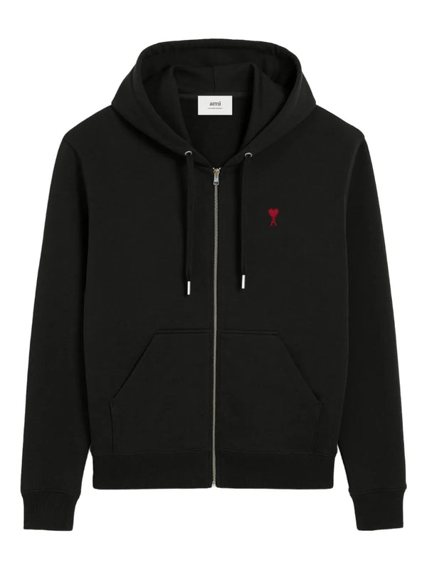 Ami Paris - Sweat À Capuche Zippé Ami De Coeur – Noir