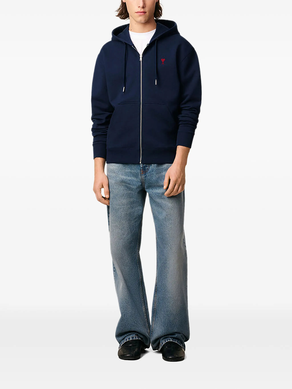 Ami Paris - Ami De Coeur Zipped Hoodie – Navy