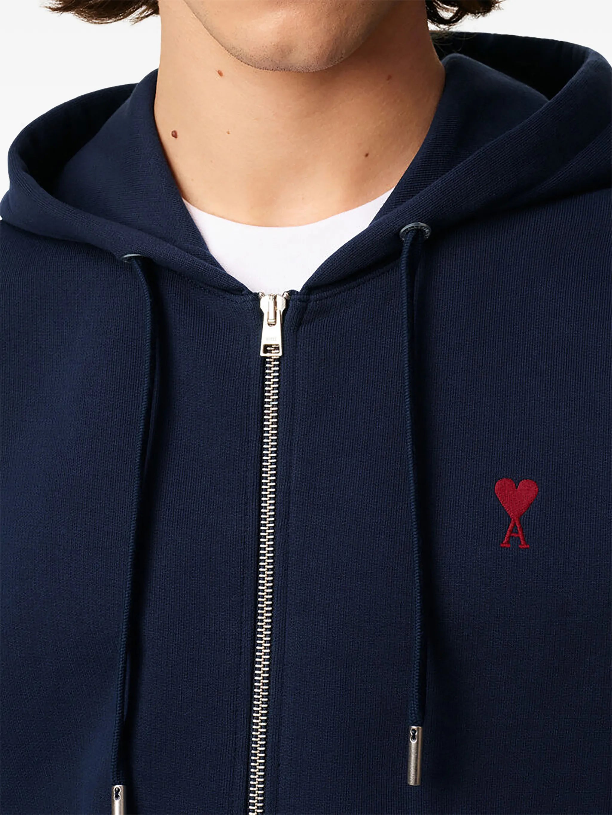 Ami Paris - Ami De Coeur Zipped Hoodie – Navy