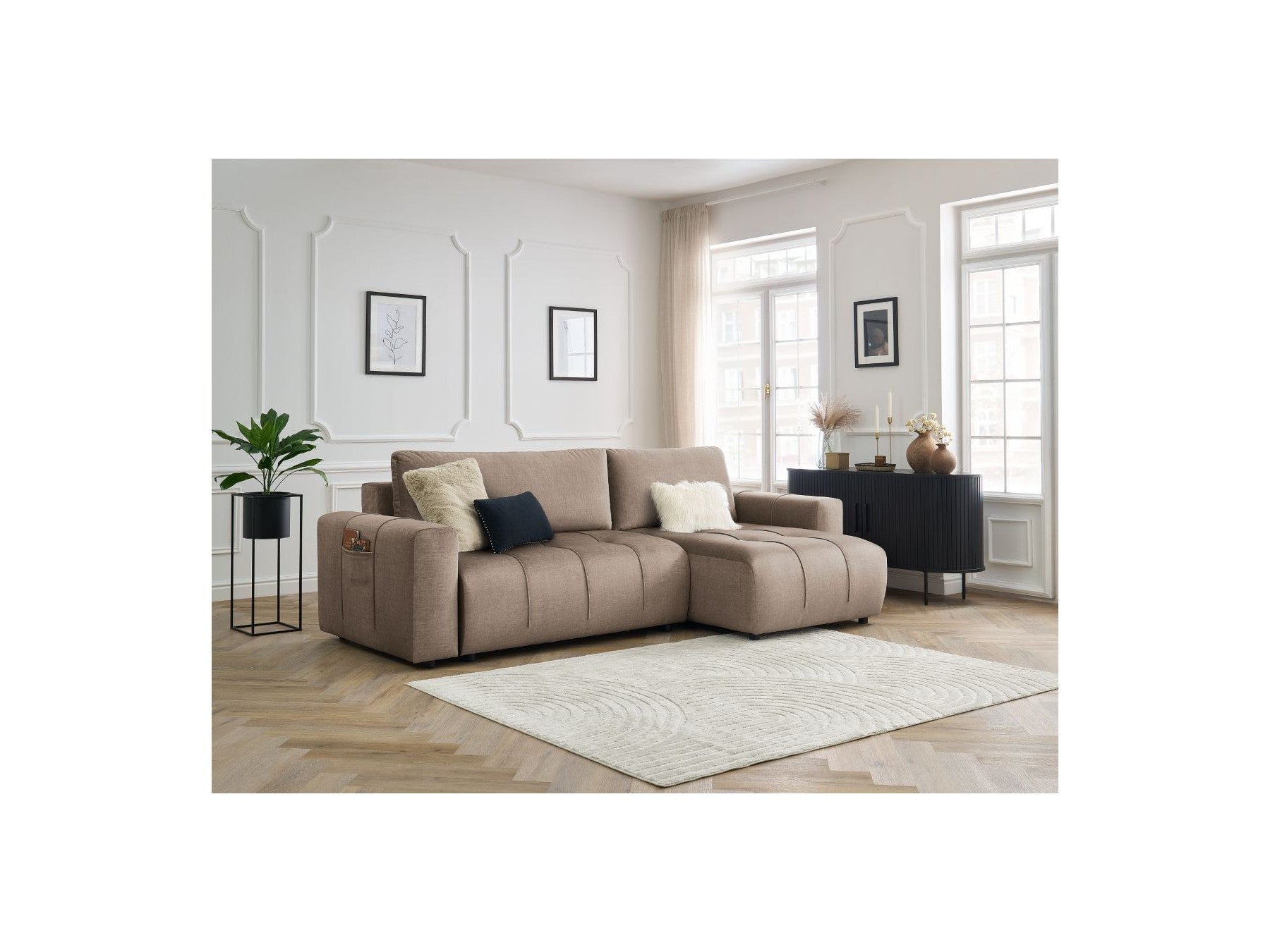 Arsene - Canapé D'Angle Réversible Convertible Coffre - Velours