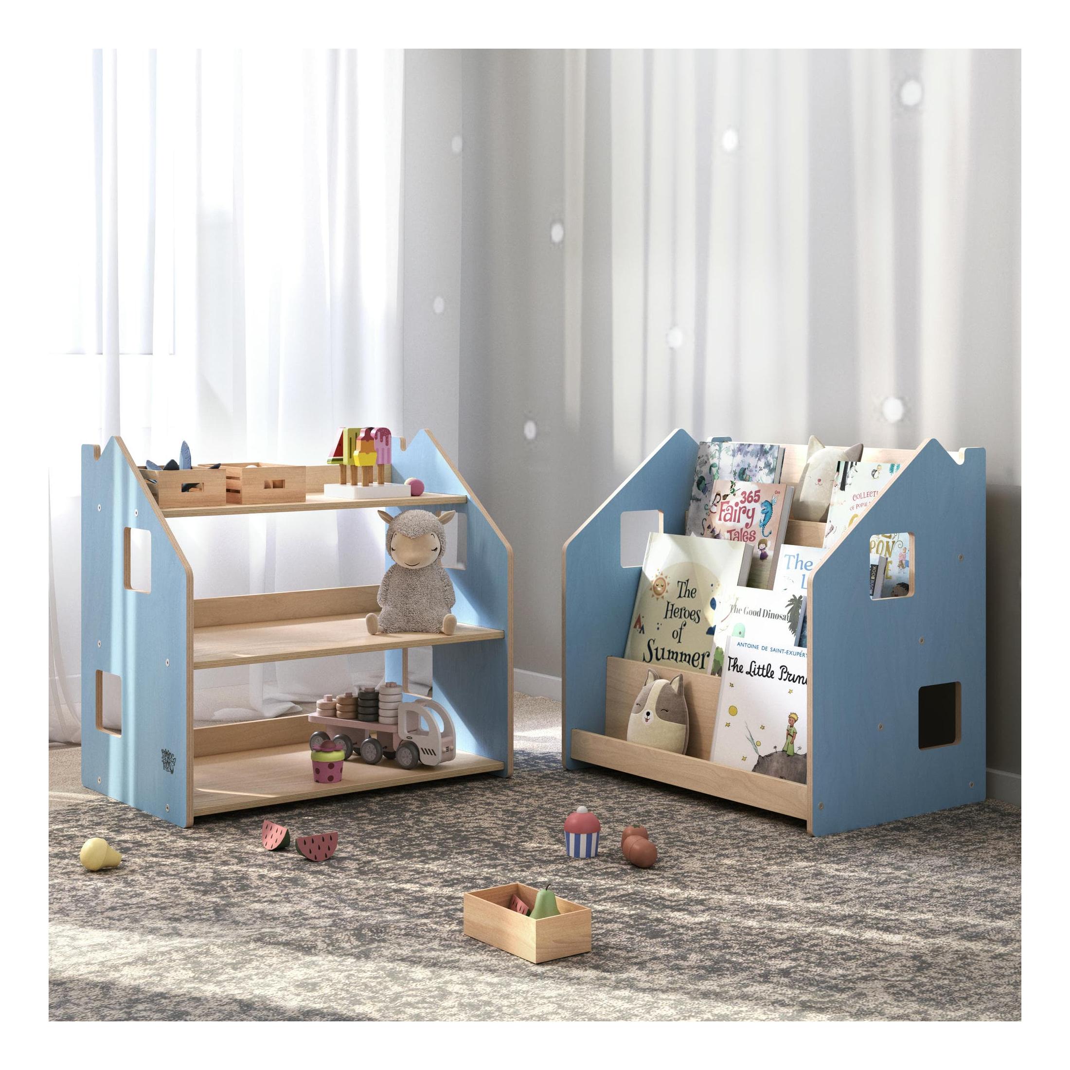 Children's Bookcase – Light Blue & Pink
