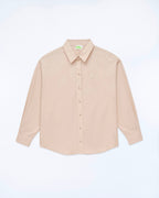 Camisa Mangas Largas Popelín - Beige - 100% Algodón - Mujer