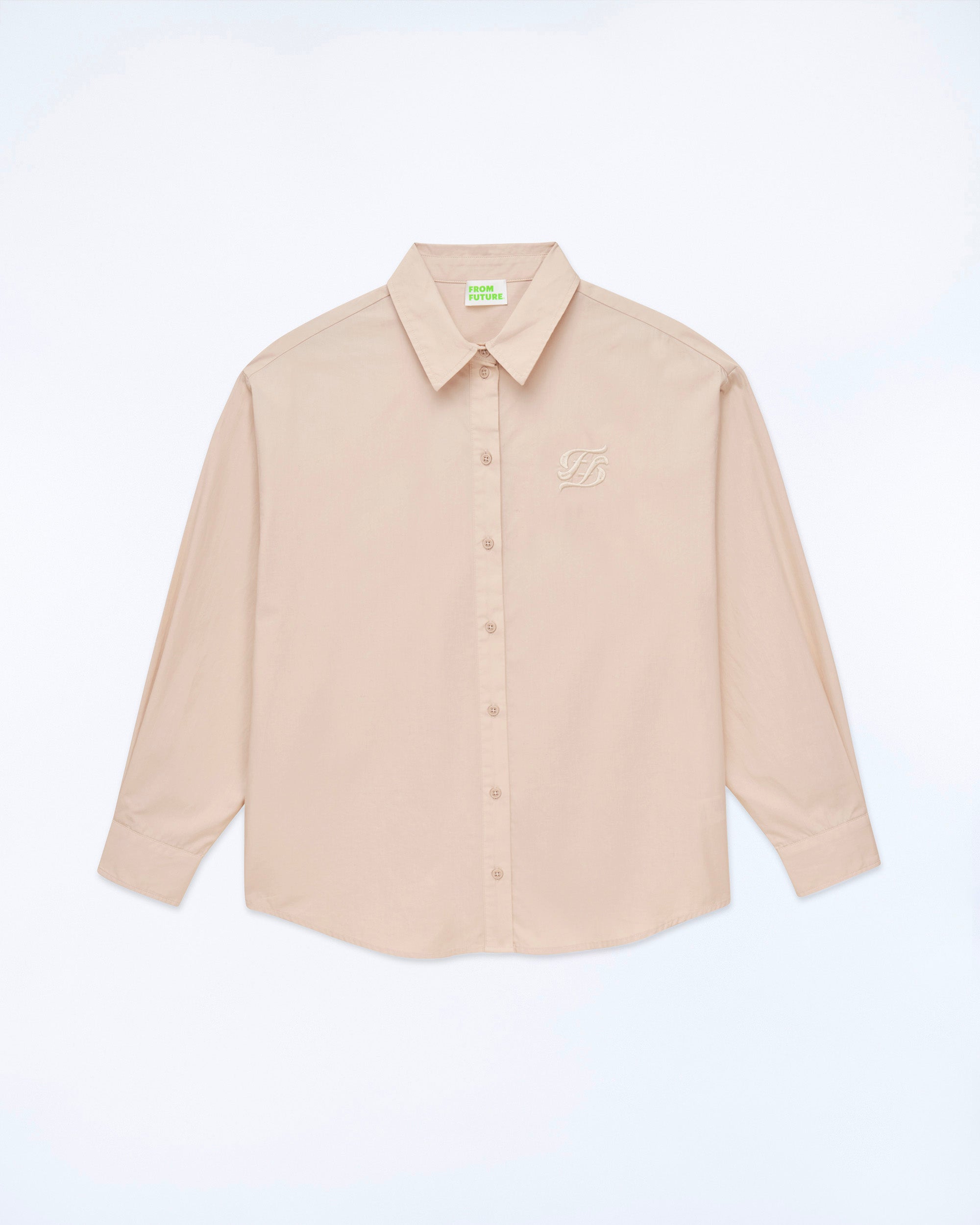 Camisa Mangas Largas Popelín - Beige - 100% Algodón - Mujer