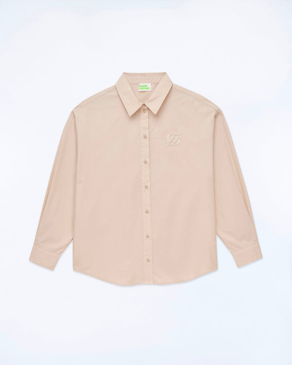 Camisa Popelina Manga Larga - Beige - 100% Algodón - Mujer