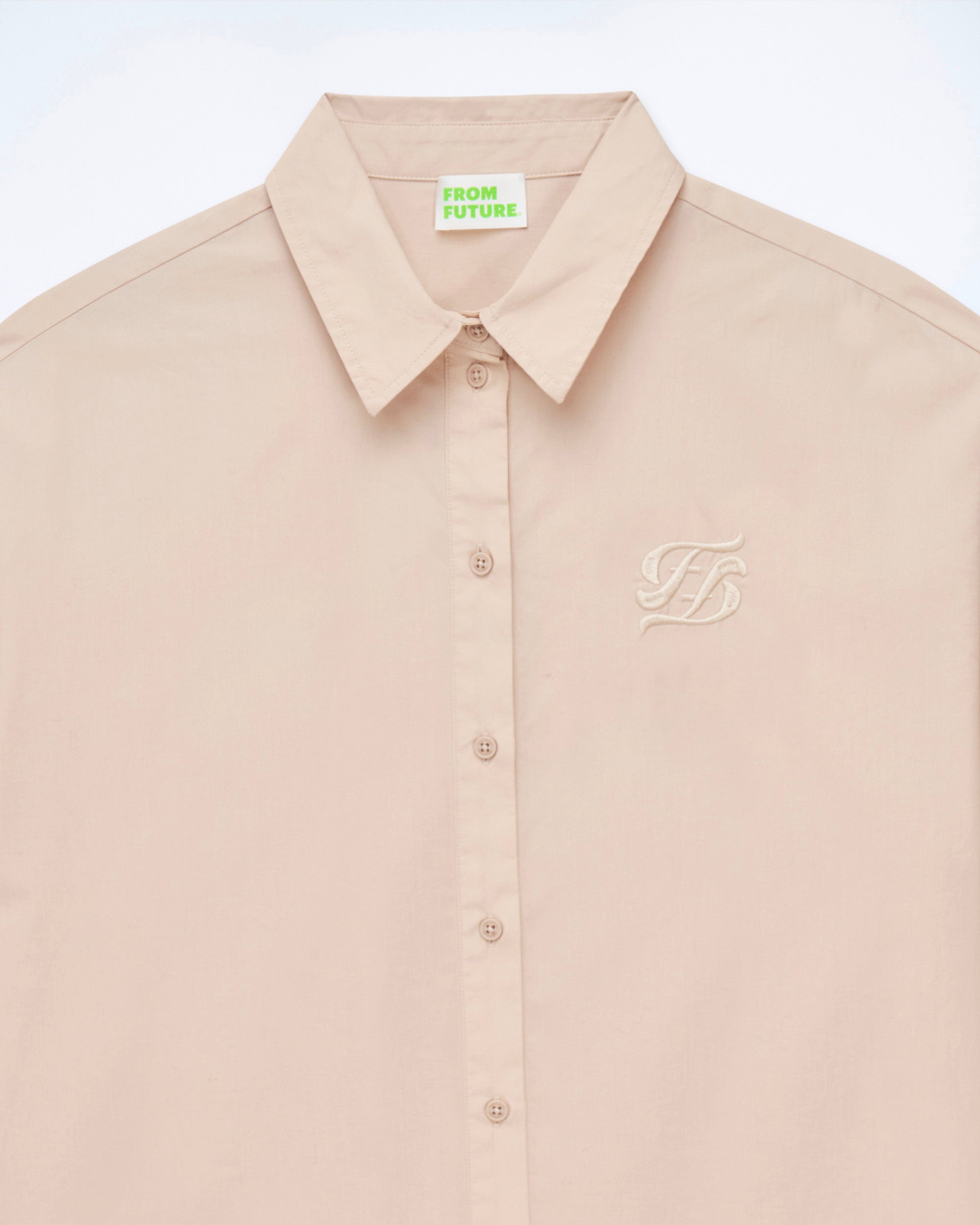 Camisa Mangas Largas Popelín - Beige - 100% Algodón - Mujer