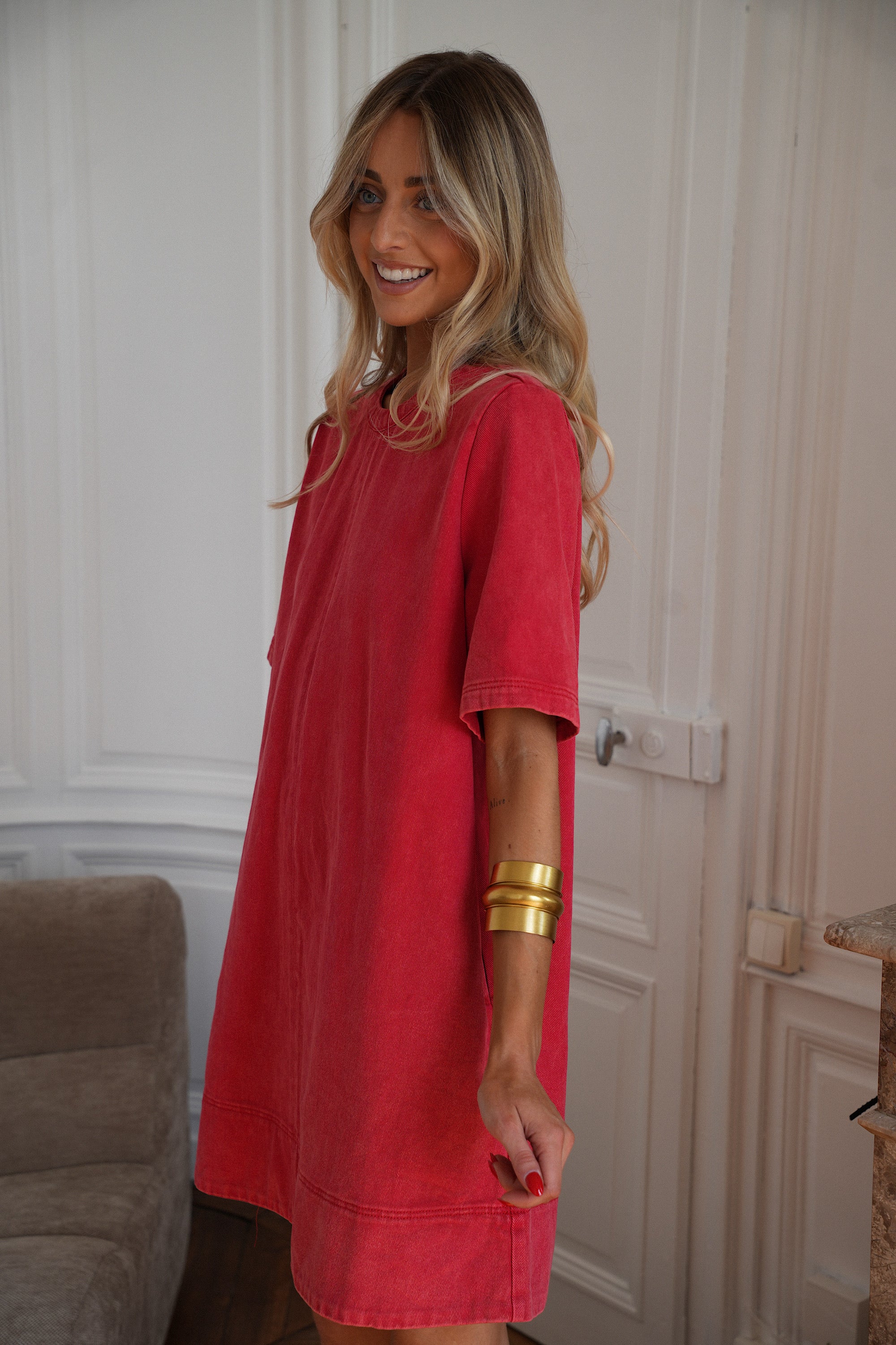 Robe En Jean Zaho - Rouge