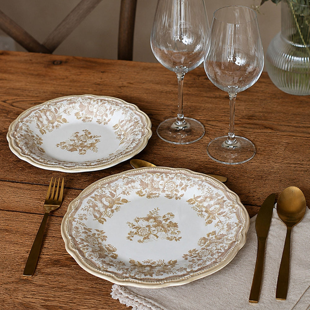 Faustine - Lot De 6 Assiettes Plates - 26Cm - Grès - Miel