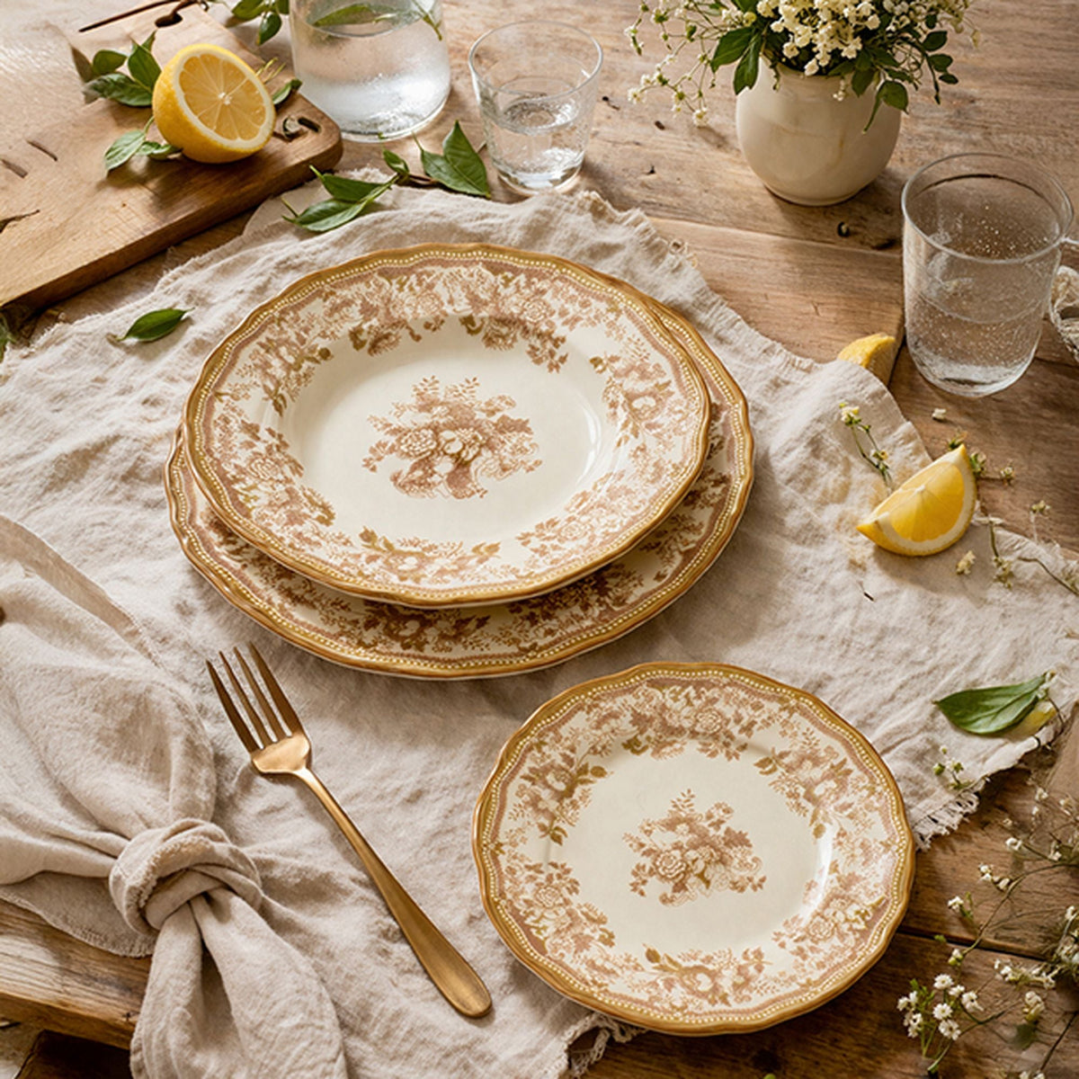 Faustine - Lot De 6 Assiettes Plates - 26Cm - Grès - Miel