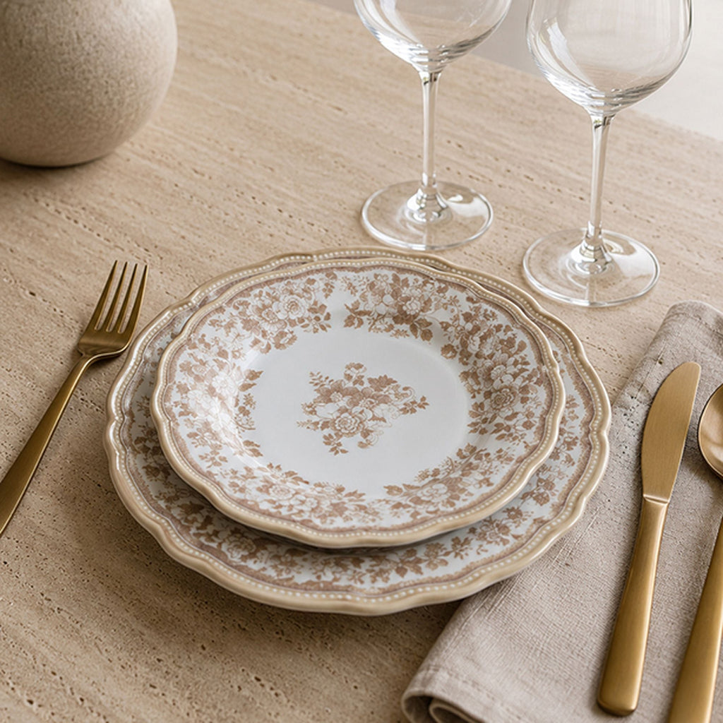 Faustine - Juego de 6 platos de postre - 20 cm - Gres - Miel