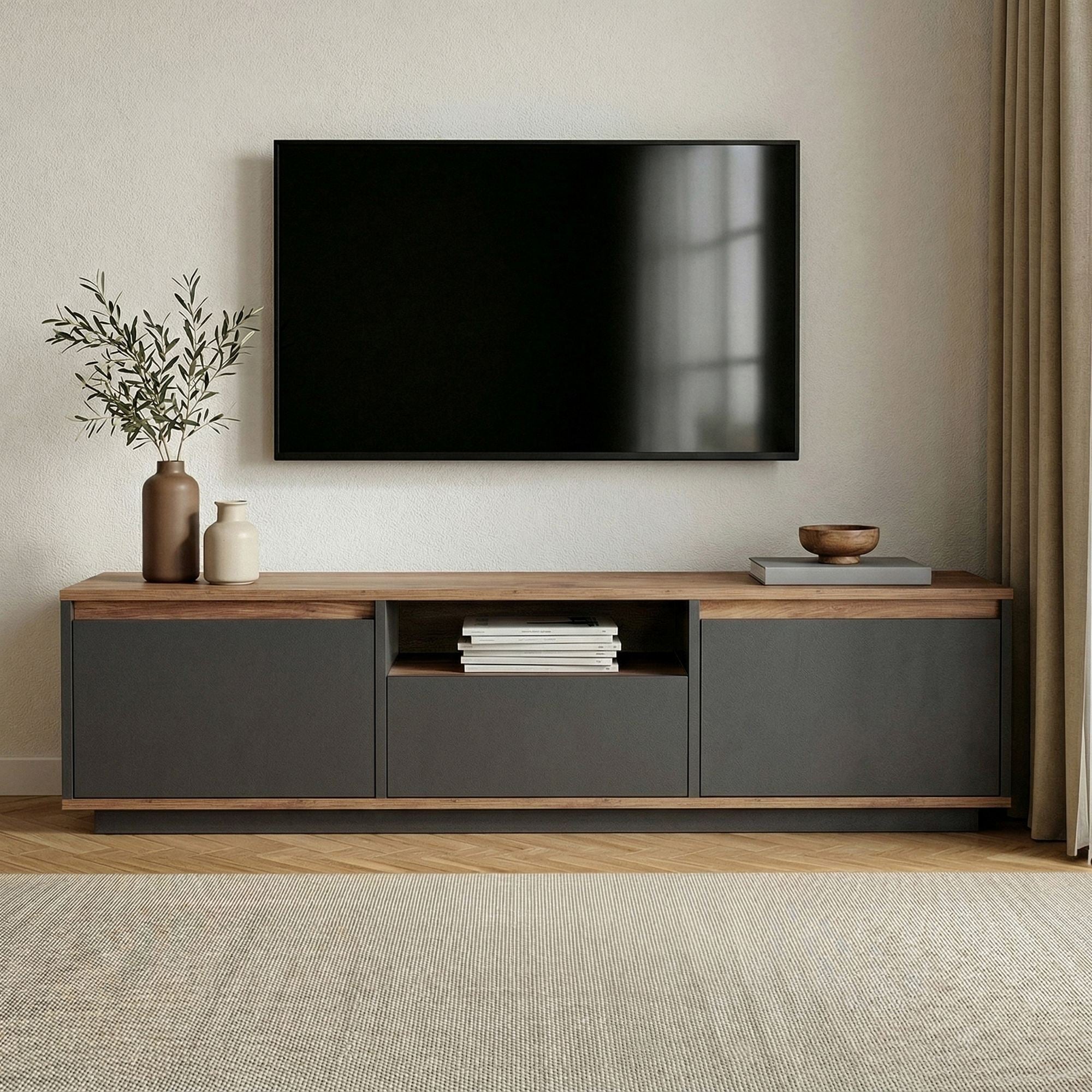 Meubles Tv Sentinel - Anthracite / Pin Atlantique