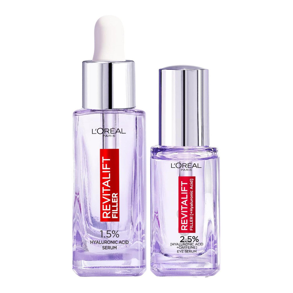 Rutina de relleno antienvejecimiento: suero facial y para ojos con ácido hialurónico Revitalift Filler