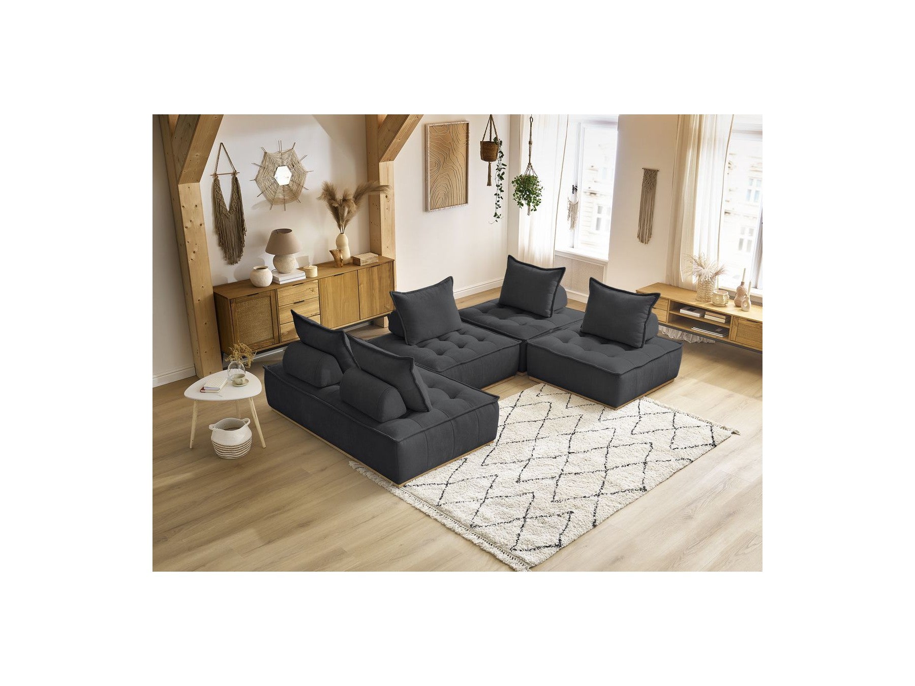 Sofá panorámico modulable - Elisa - Con 3 butacas de 1 plaza + 1 butaca de 2 plazas