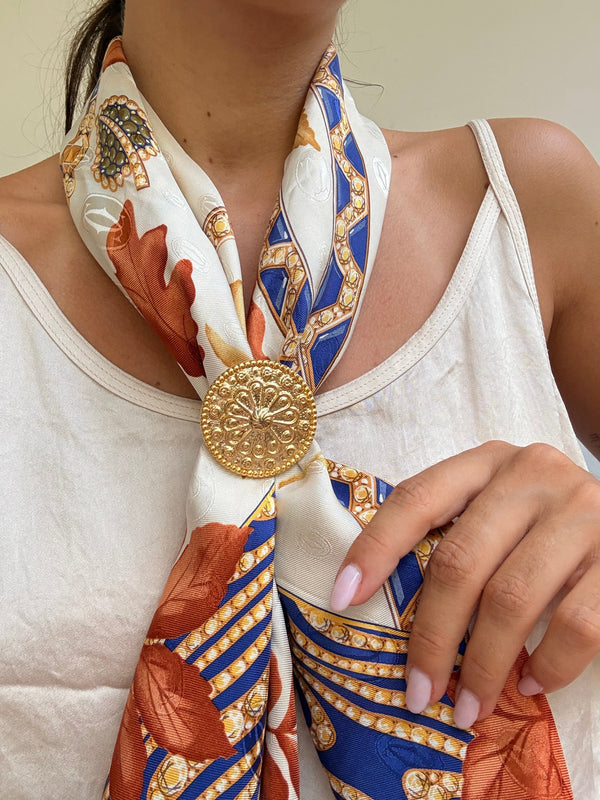 Vintage Scarf Ring - Gold Rosette