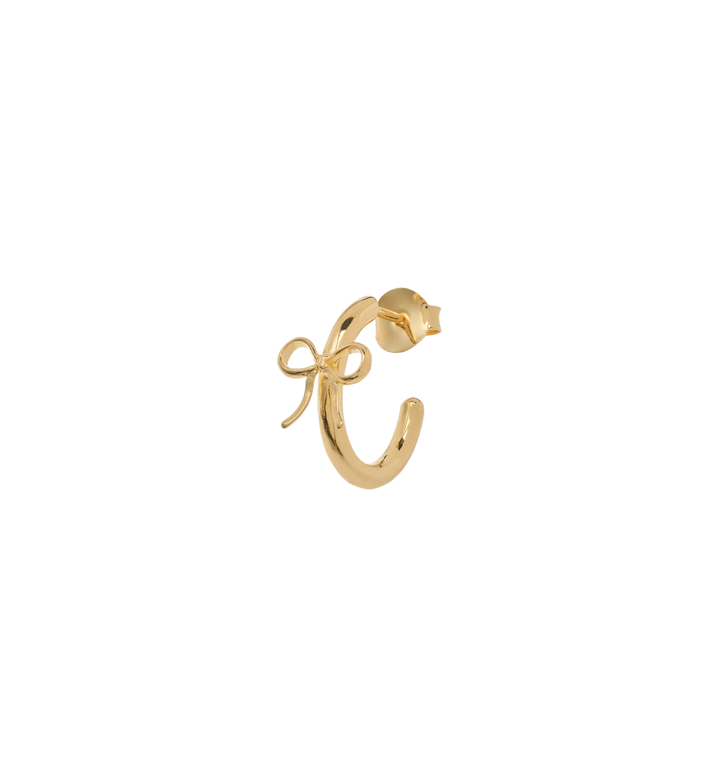 Small Bow Single Hoop Earring - Gold or Silver