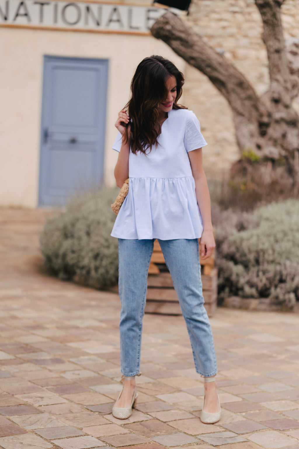 Blusa Martha Azul Algodón
