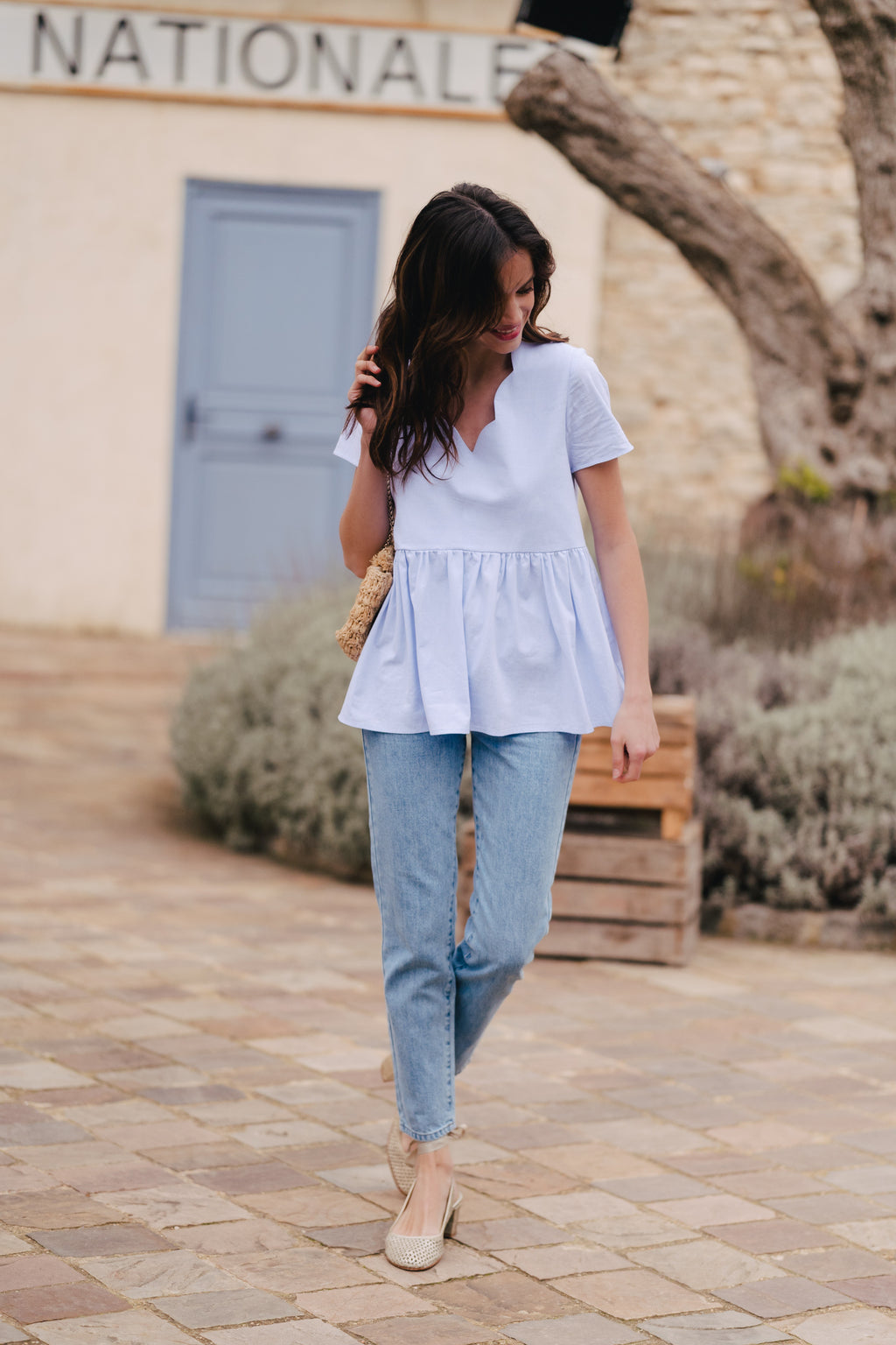 Blusa Martha Azul Algodón
