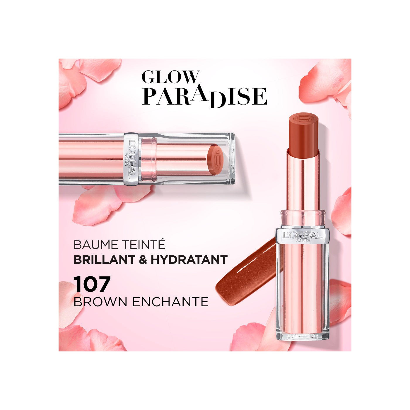 Bálsamo labial teñido Glow Paradise 107 Enchanted Brown