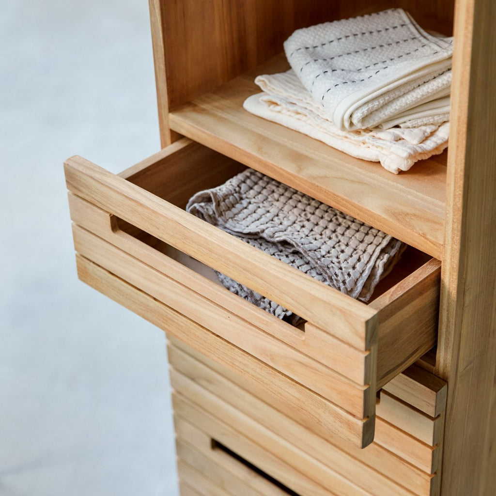 Slats - Högskåp - Teak - Natur