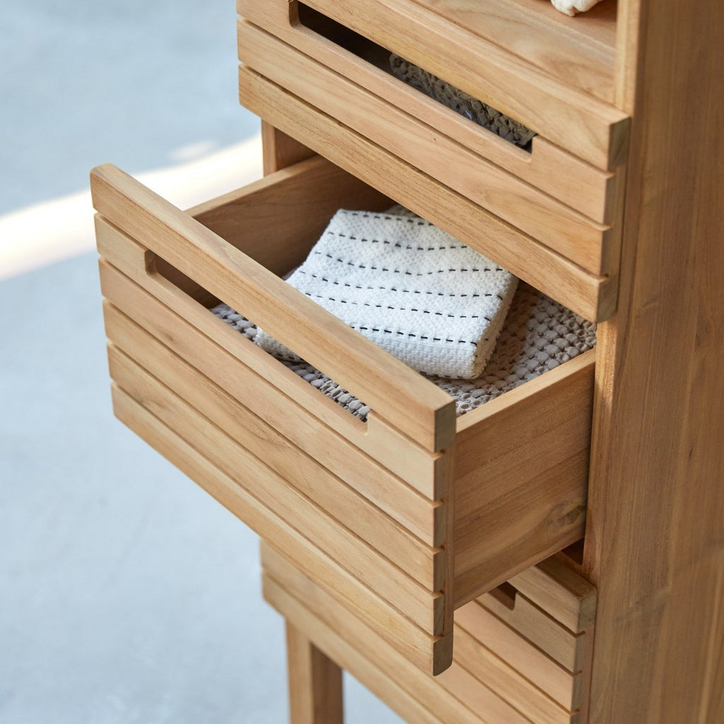 Slats - Högskåp - Teak - Natur