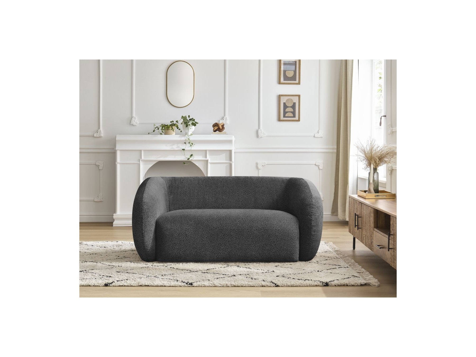 Celine - Fixed Straight 2-Seater Sofa - Textured Fabric