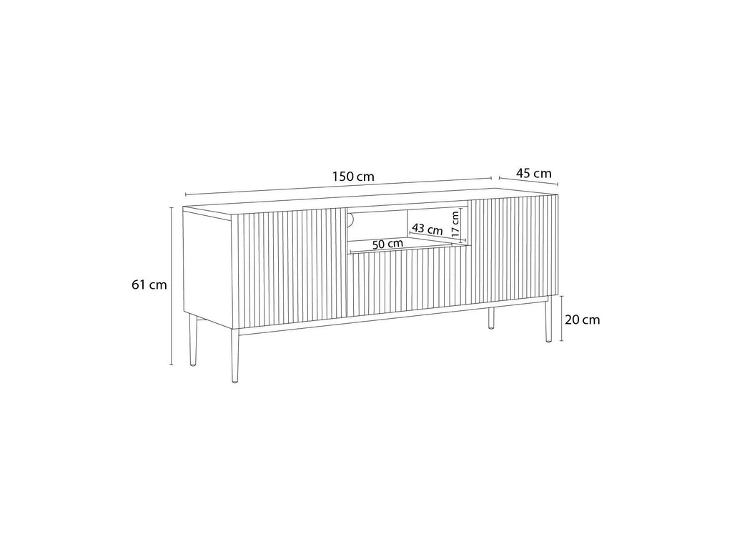 Kasha - Meuble Tv Avec Niche - Pieds Noir