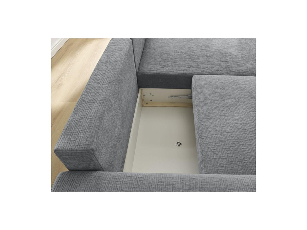 Atilla - Canapé D'Angle Convertible Coffre - Tissu Texturé - Angle Droit