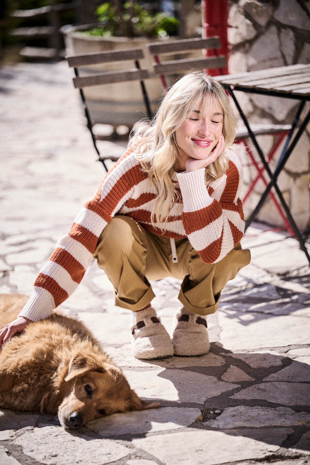 Pullover Mona - Camel-Streifen