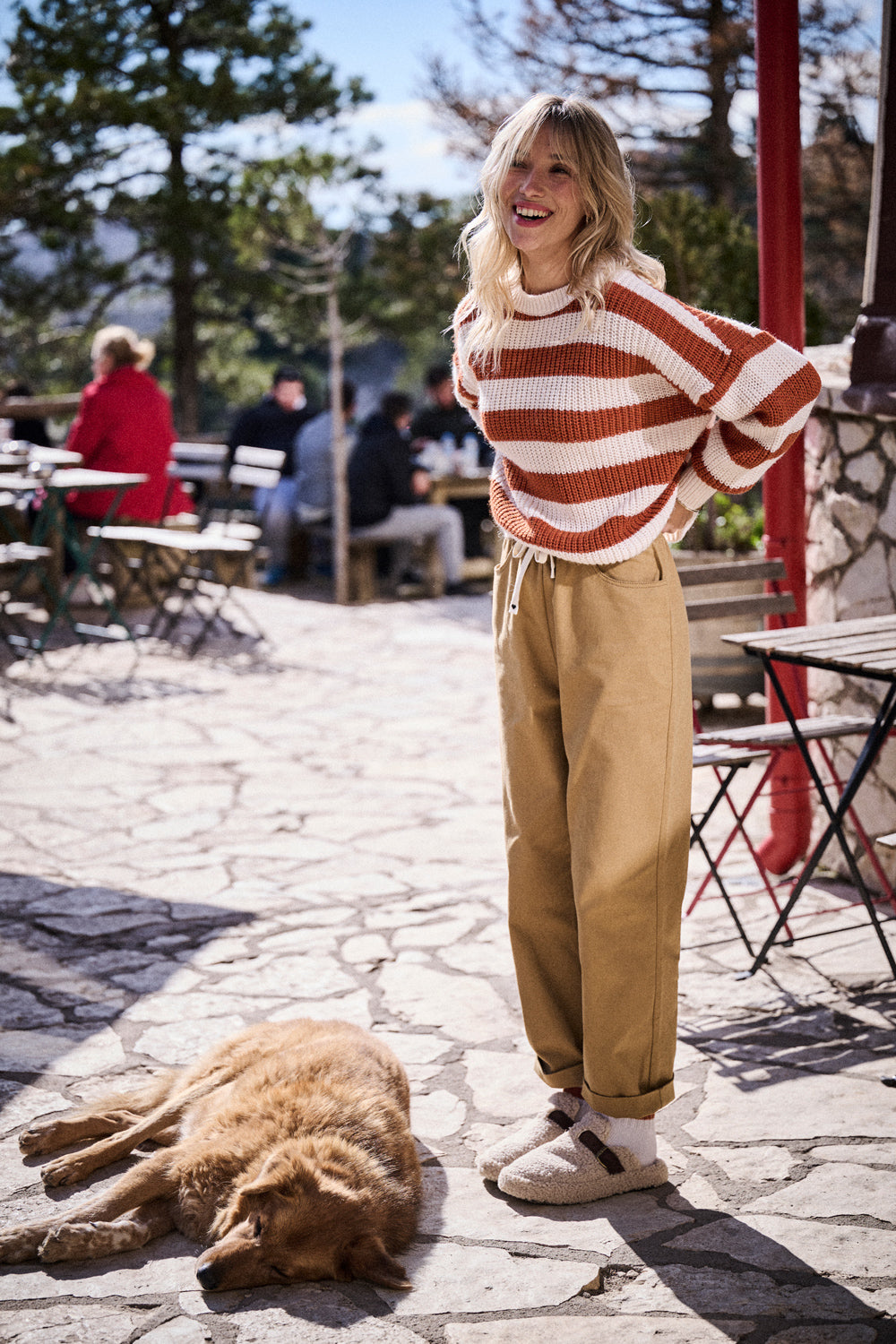 Pullover Mona - Camel-Streifen
