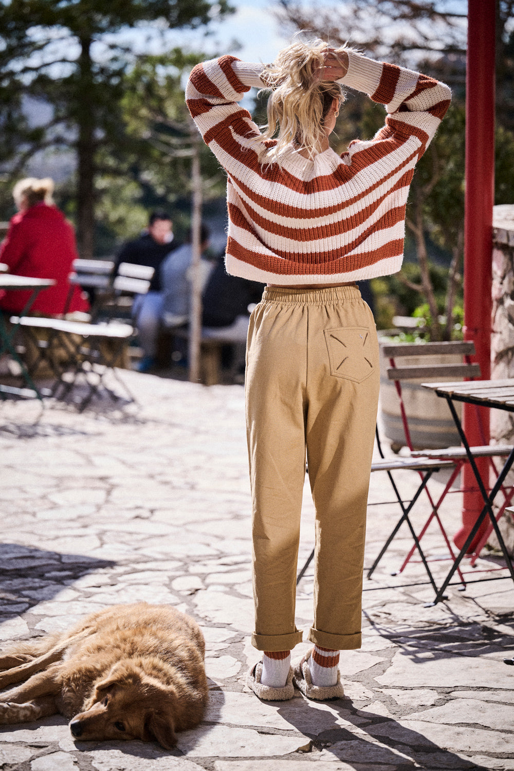 Pullover Mona - Camel-Streifen