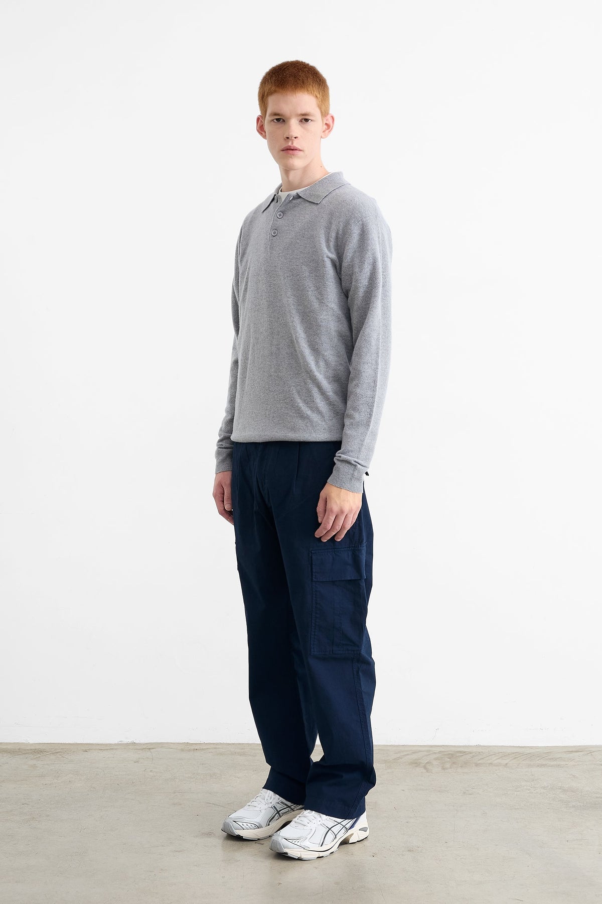 Wool Polo Grey Melange