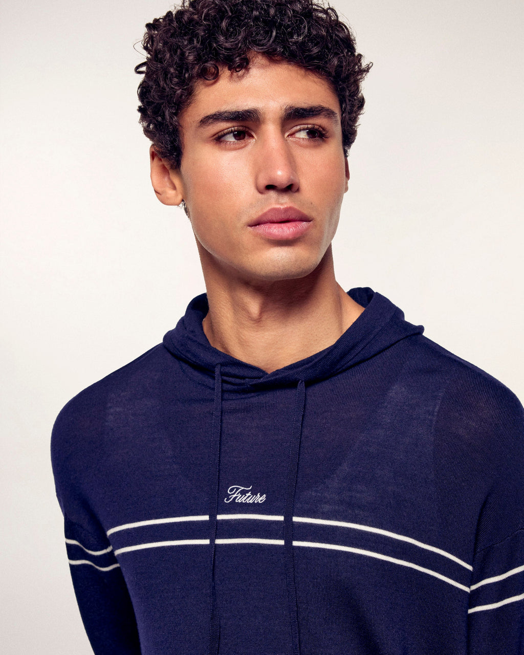 Striped Embroidered Hoodie Sweater