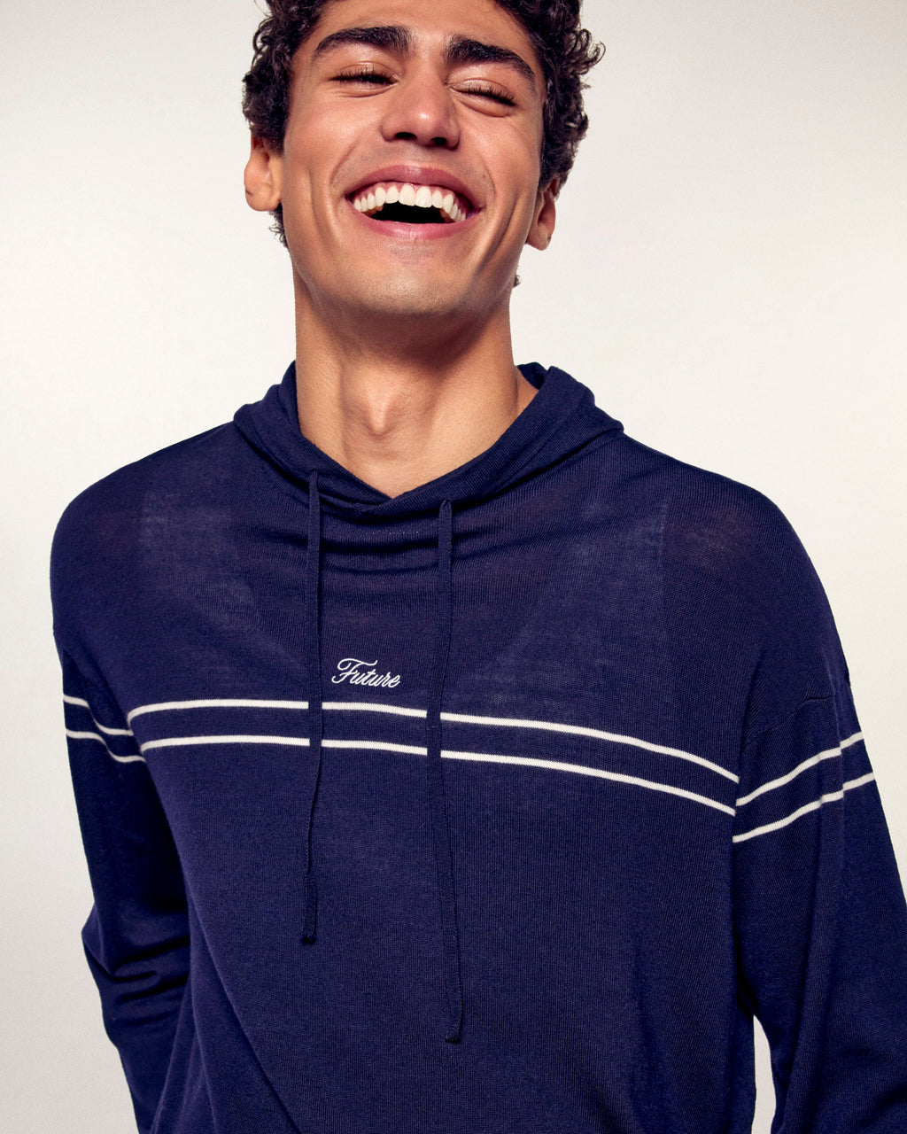 Striped Embroidered Hoodie Sweater