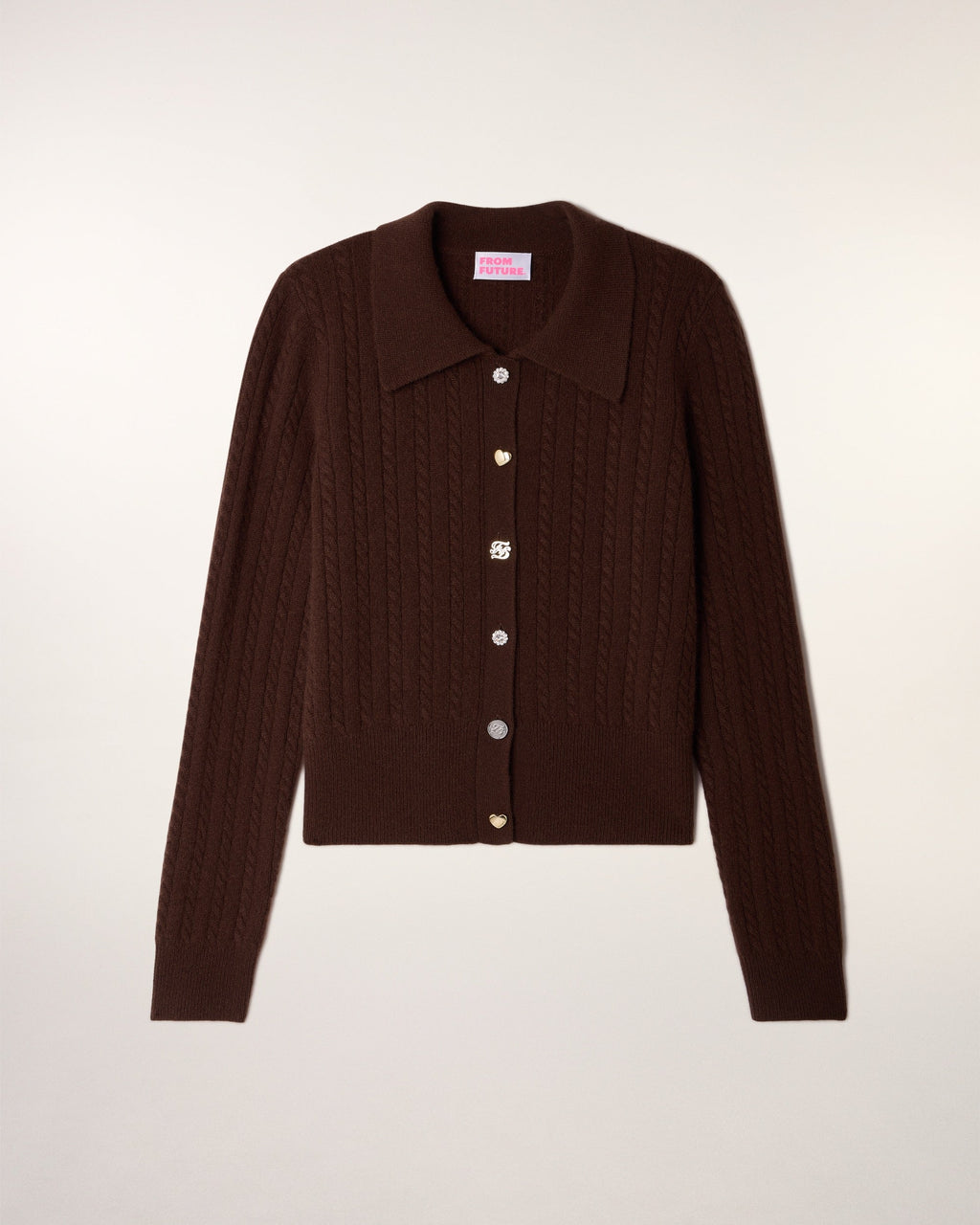 Pull Cardigan Torsades Fines Boutons Dépareillés