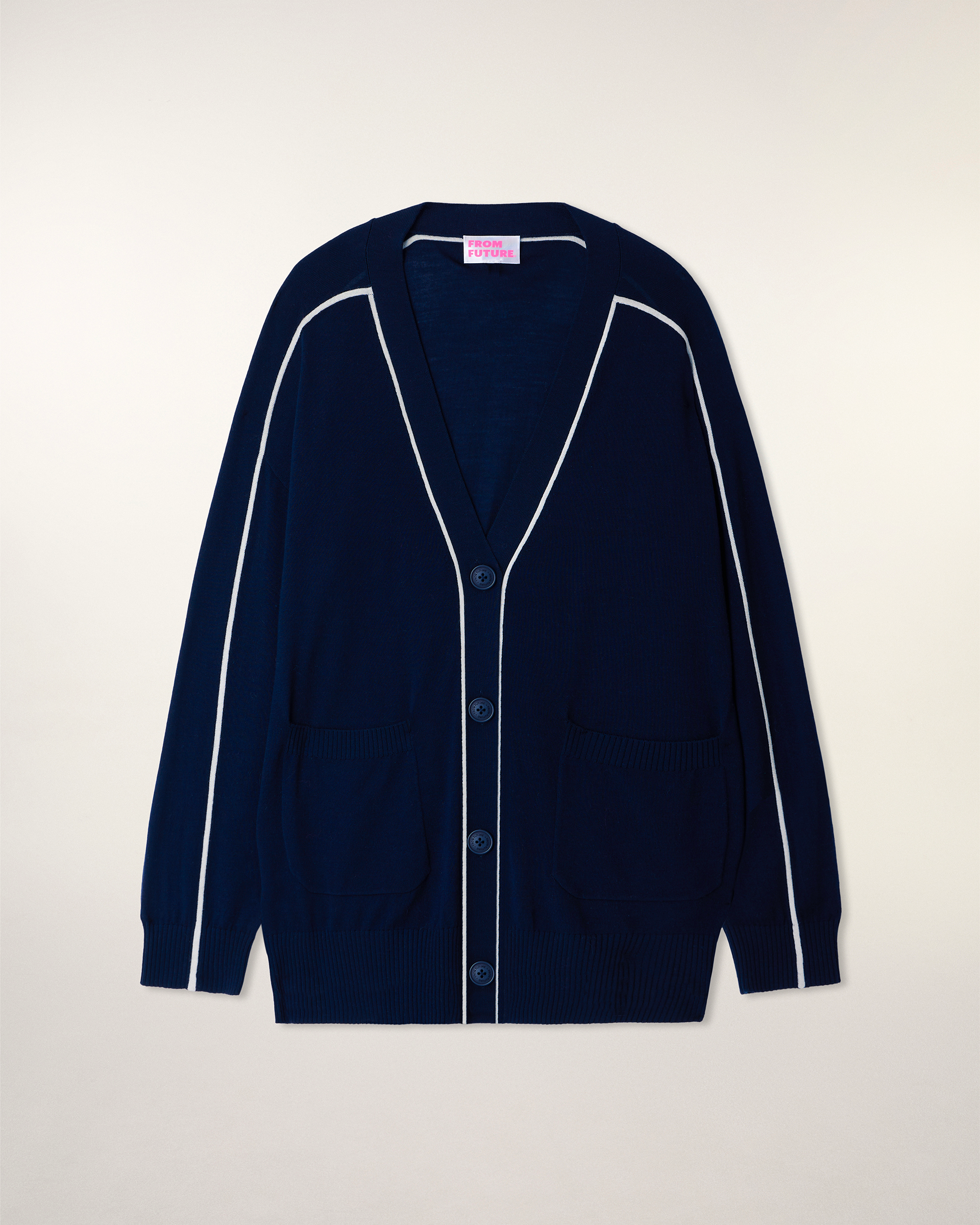 Pull Cardigan À Liserés Contrastés