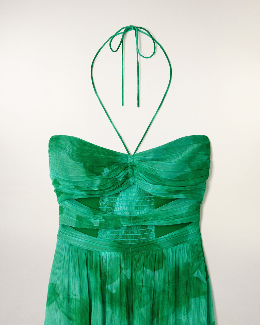Vestido Largo con Aberturas Fruncidas - Green Bloom Lily