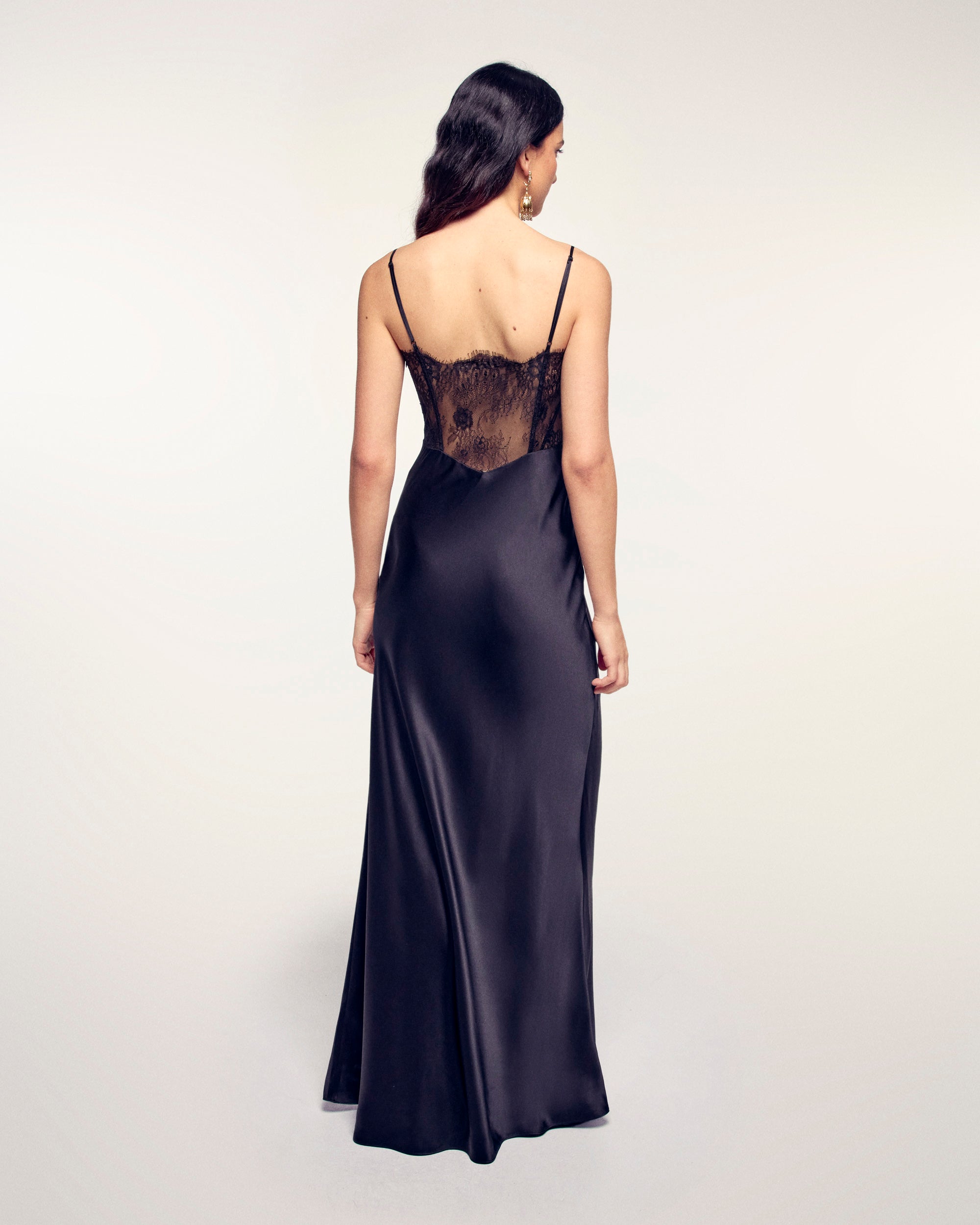 Long Dress Straps Top Lace