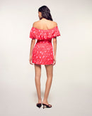 Vestido corto con cuello Bardot