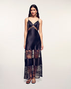 Long Dress with Straps and Lace Cutouts