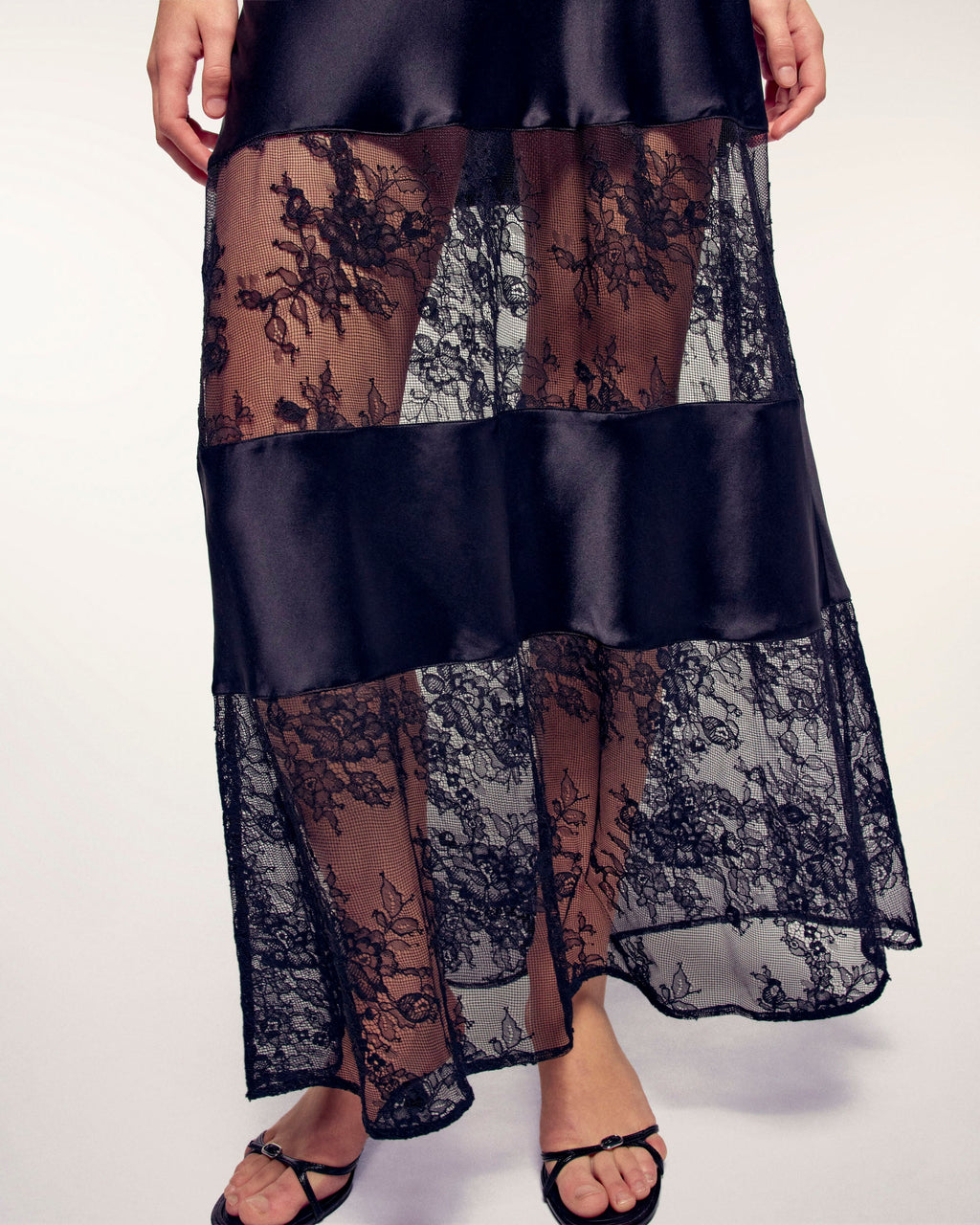 Long Dress with Straps and Lace Cutouts