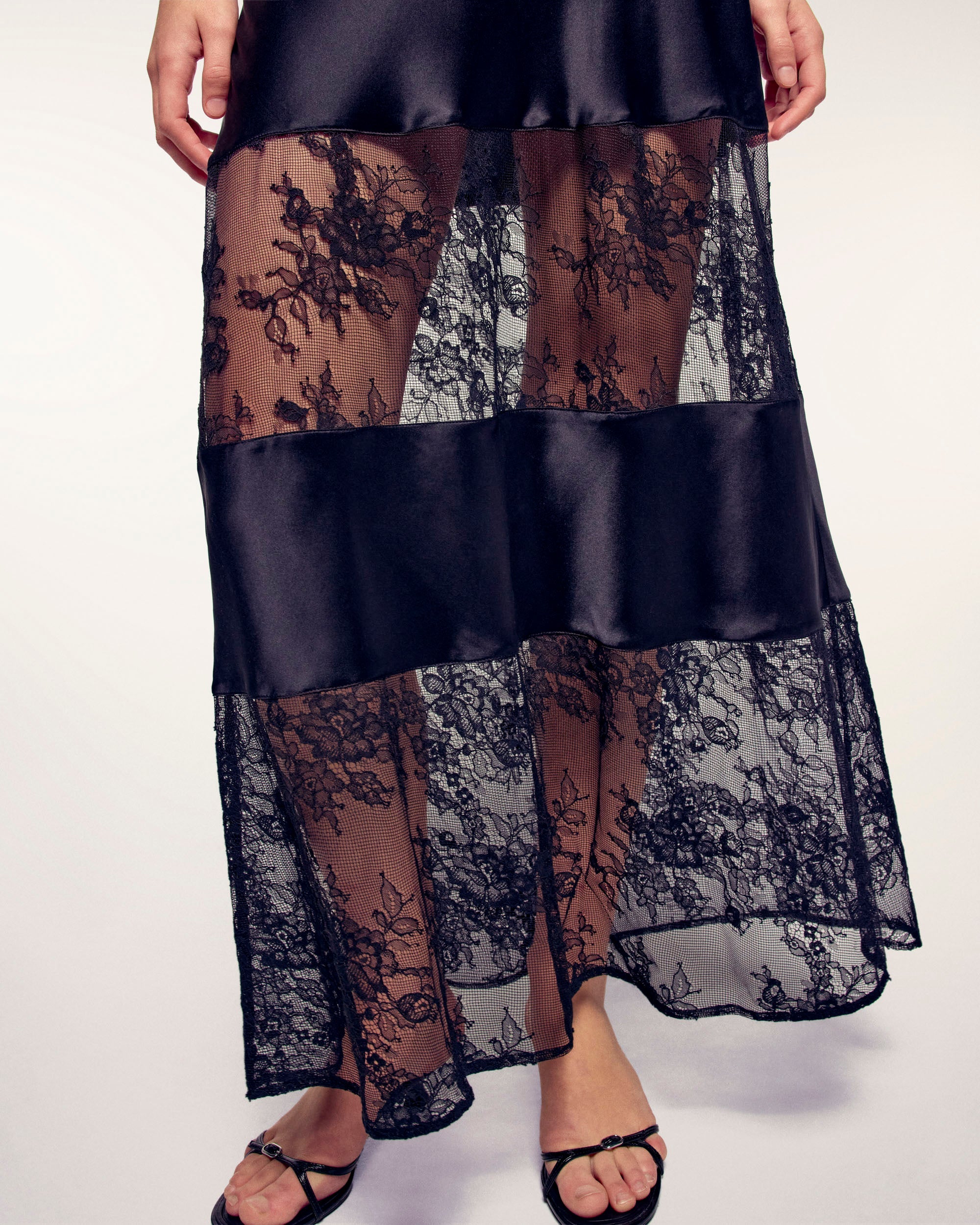 Long Dress with Straps and Lace Cutouts