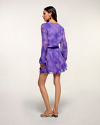 Robe Courte Manches Bouffantes - Purple Moon Lily