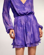 Robe Courte Manches Bouffantes - Purple Moon Lily