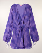 Robe Courte Manches Bouffantes - Purple Moon Lily