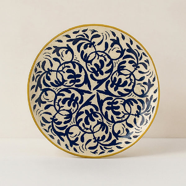 Héraclée - Lot De 6 Assiettes Plates - 27Cm - Grès - Décor Bleu