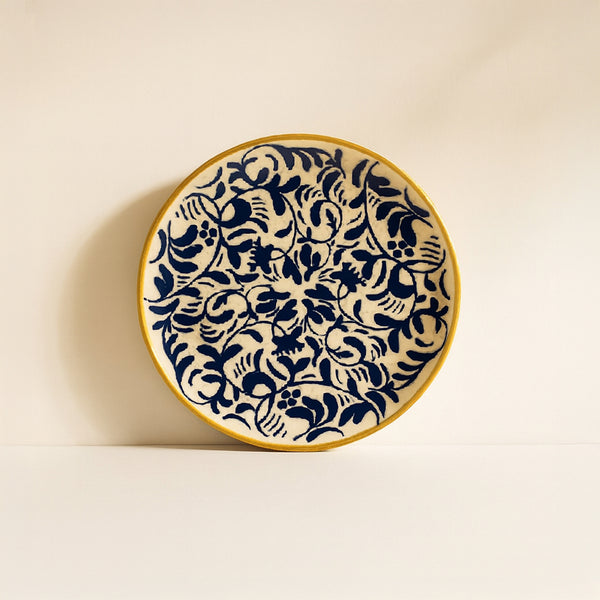Héraclée - Lot De 6 Assiettes À Dessert - 19Cm - Grès - Décor Bleu