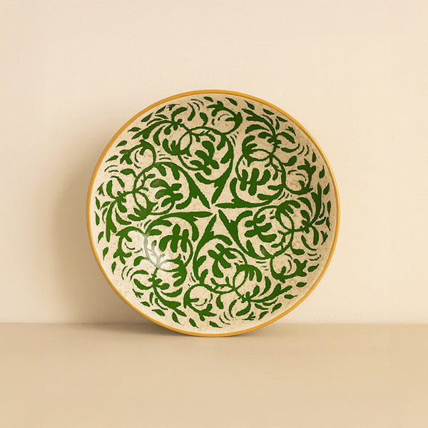 Héraclée - Lot De 6 Assiettes Creuses - 20Cm - Grès - Décor Vert