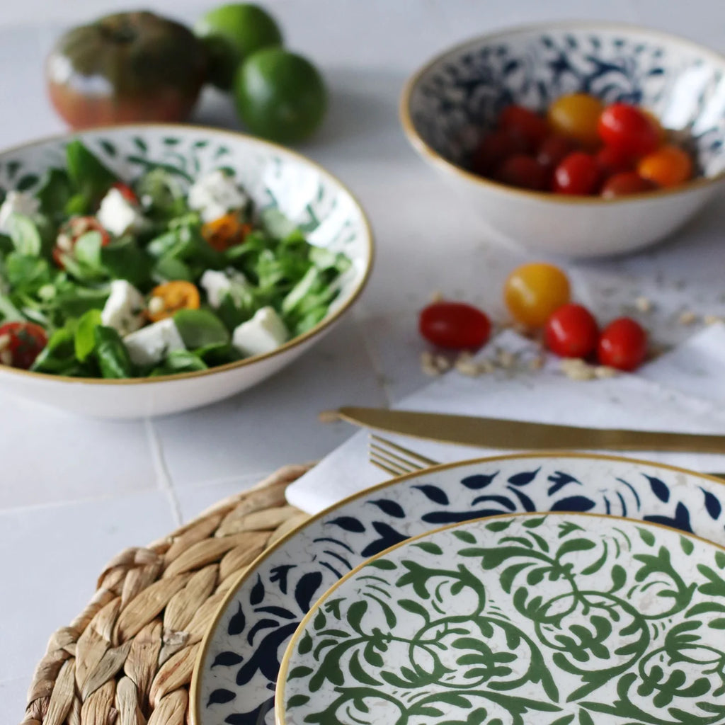 Héraclée – 6er-Set Dessertteller – 19 cm – Steinzeug – Grünes Dekor